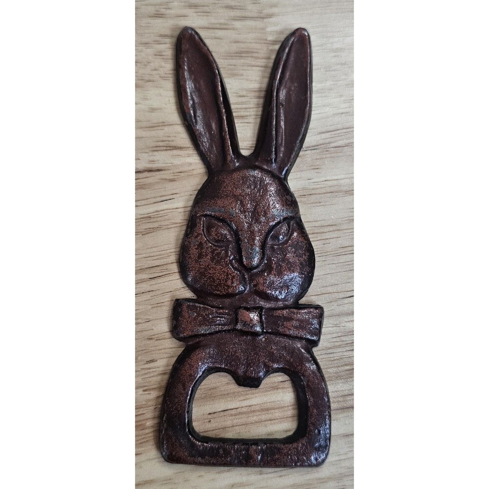 Vintage Rustic Rabbit Head Bottle Opener Cast Iron Bunny Handheld